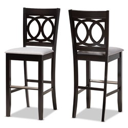 Baxton Studio Carson Modern and Contemporary Grey Fabric Upholstered and Espresso Brown Finished Wood 2-Piece Bar Stool Set